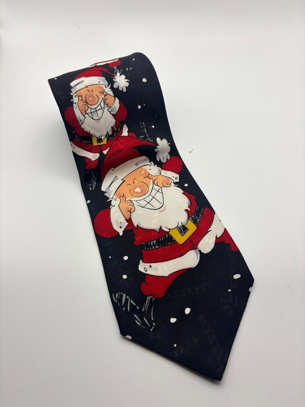 Hallmark Santa Christmas Tie Navy Holiday Novelty Polyester USA Made